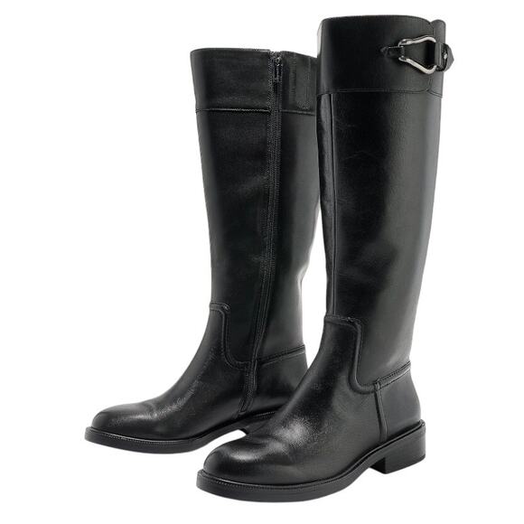Vince Camuto Womens Andalian Knee High Boots US 6 M Wide Calf Black Leather NIB - Picture 1 of 10